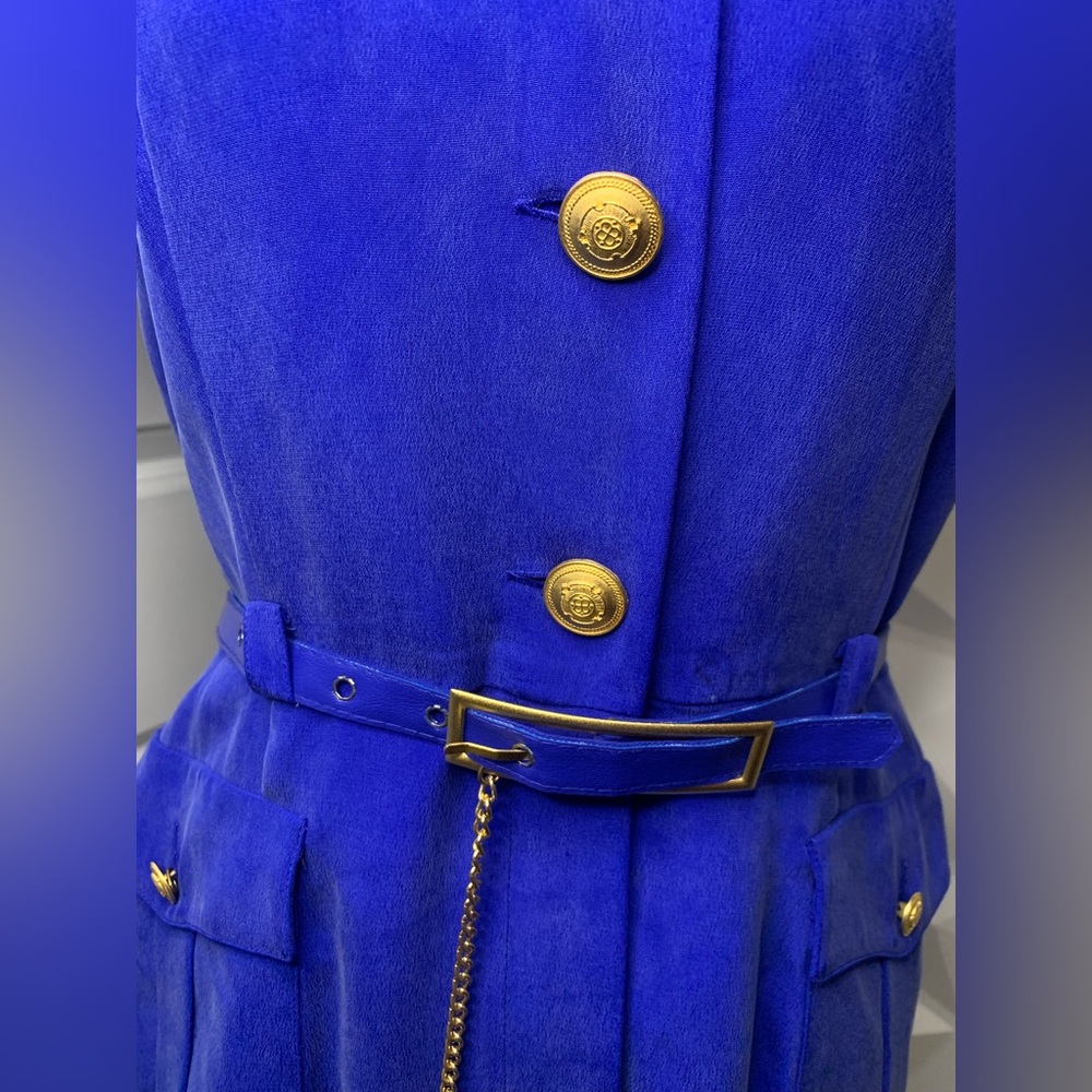 Patrick Collection Blue Button-Down Silk Dress - image 3